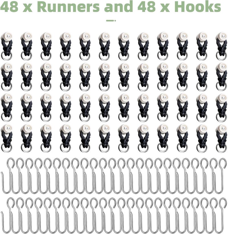 MLOQI 48 Pack Curtain Tracks Runners with Hooks (Black) - Image 3